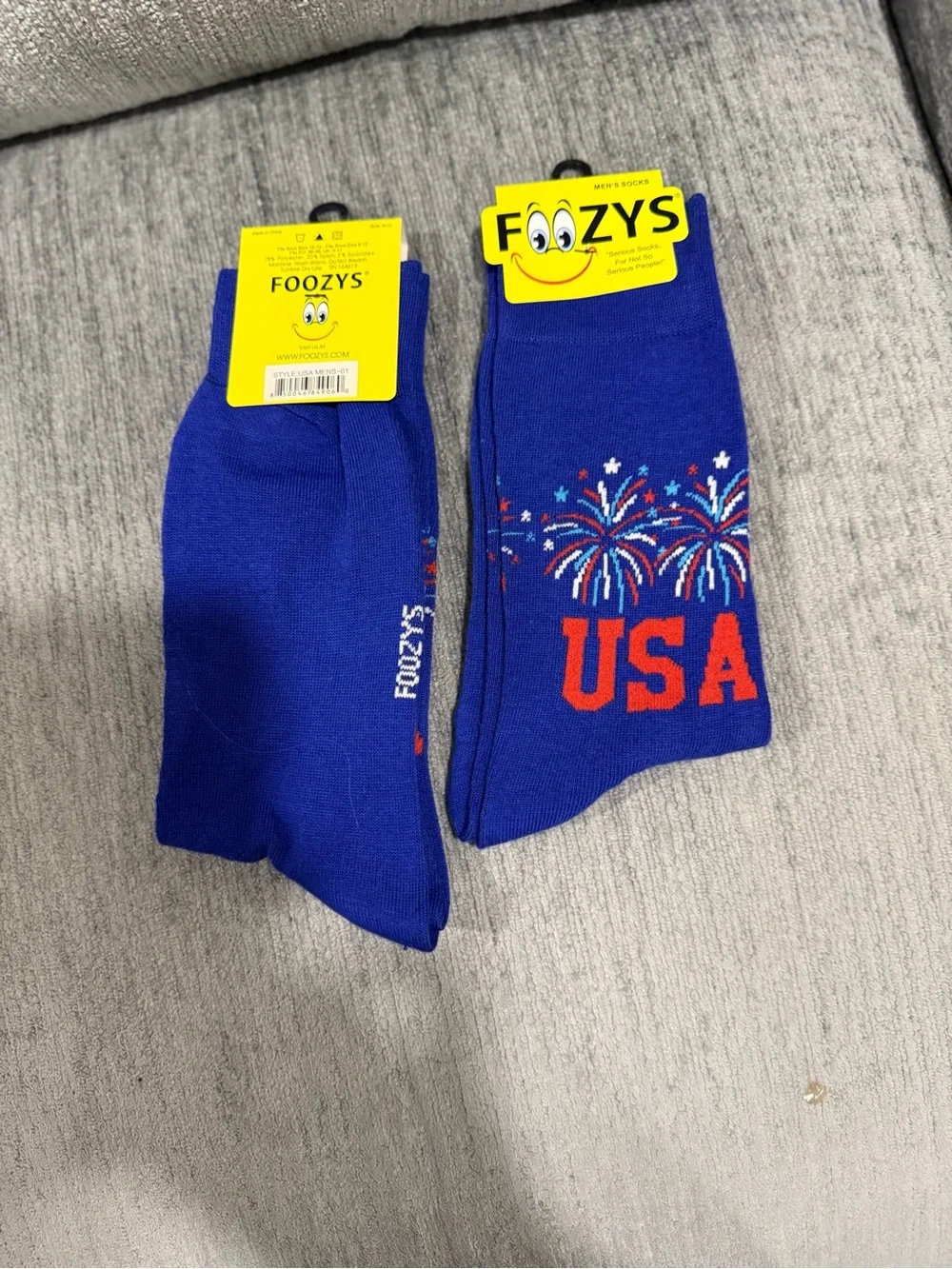 Men’s Blue USA Fireworks Crew Socks. “Serious socks, for not so serious people.”